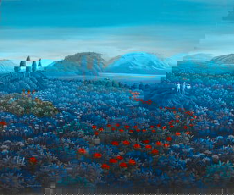Janet Sanon (Haitian/Haiti) Dream School Landscape, Dated 1982