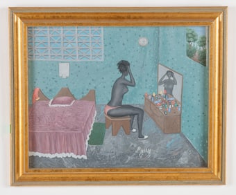 Jonas Profil (Haitian/Haiti) Jeune Fille Se Coiffant, Dated 1987