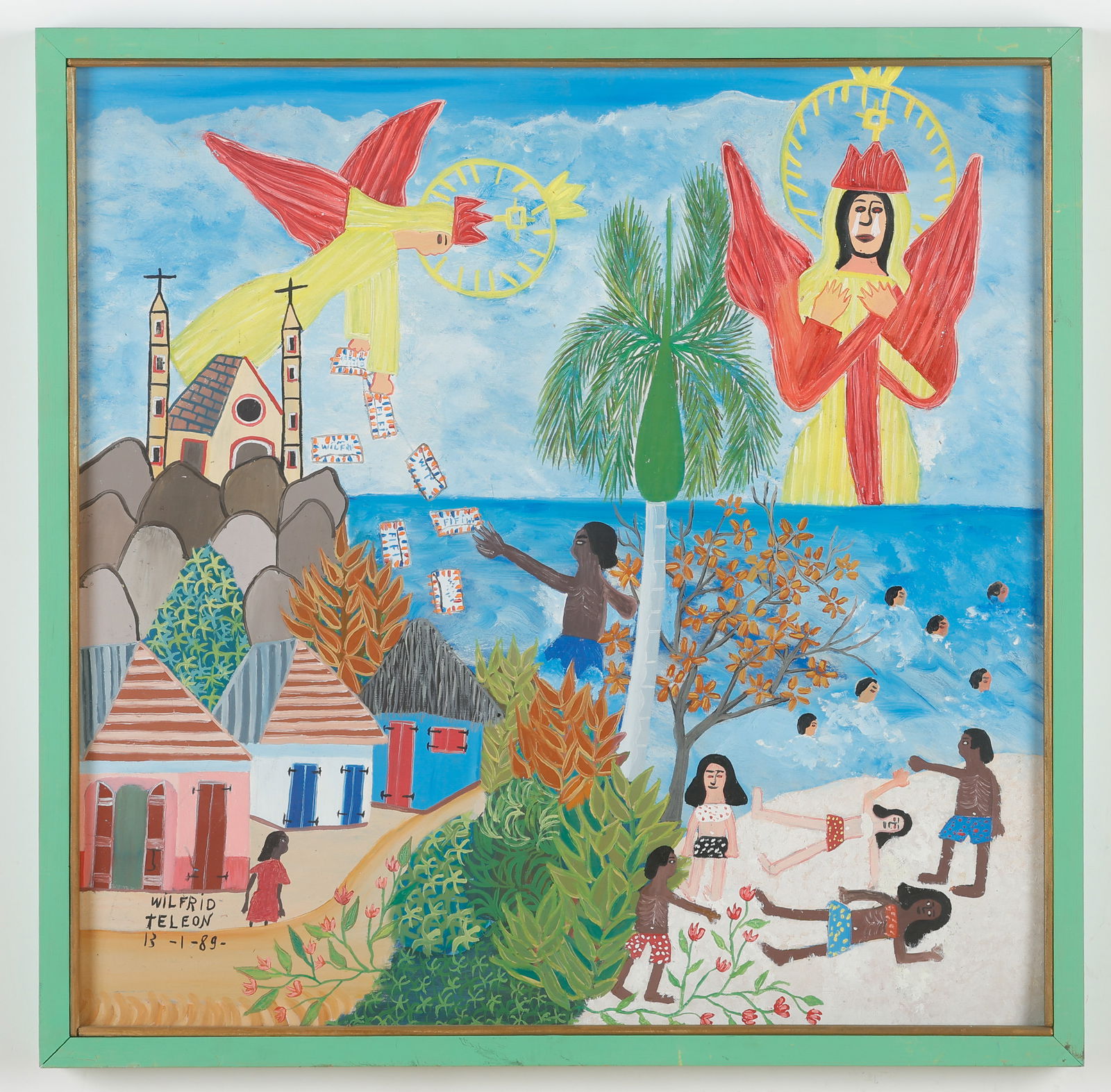 Wilfrid Teleon (Haitian/Haiti) Weeping Erzulie Observing Beach, 1989 (1 of 3)