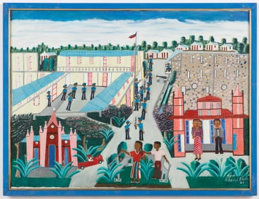 Theard Aladin (Haitian/Haiti) Soldiers by Barracks, Dated 1986