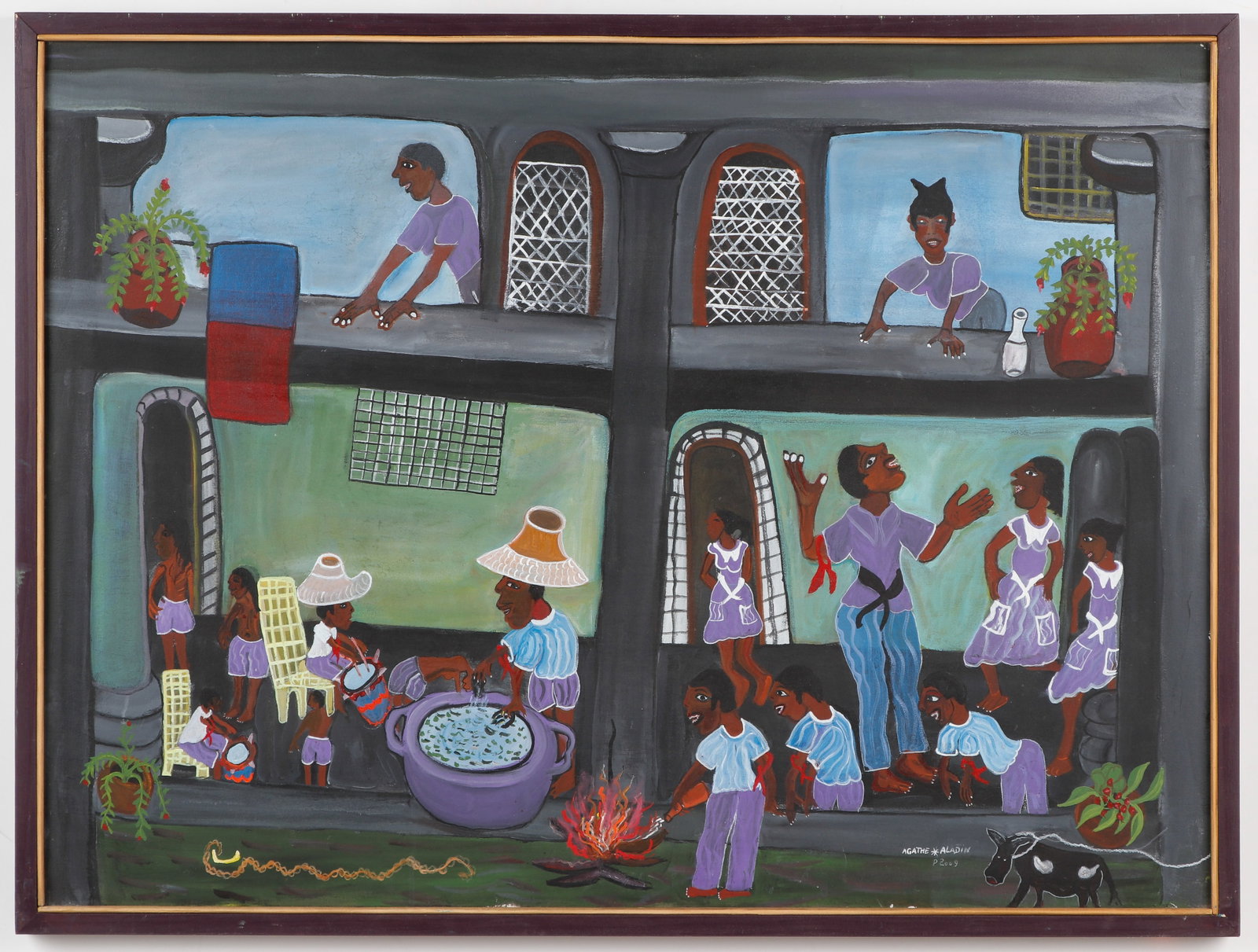 Agathe Aladin (Haitian/Haiti) Gede, Dated 2009: Agathe Aladin (Haitian, b. 1967) Gede, 2009, oil on canvas. Framed. Size: 30'' x 40'', 76 x 102 cm (stretcher); 31.5'' x 41.75'', 80 x 106 cm (frame). Provenance: Galerie Macondo.