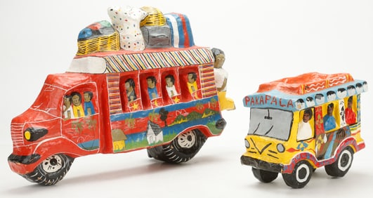 Papier Mache (Haitian/Haiti) Folk Tap-Tap Buses, 1990's