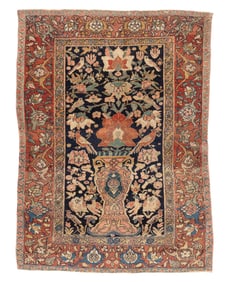Bakhtiari Pictorial Meditation Rug, Persia, Ca. 1900, 4'4'' x 5'6''