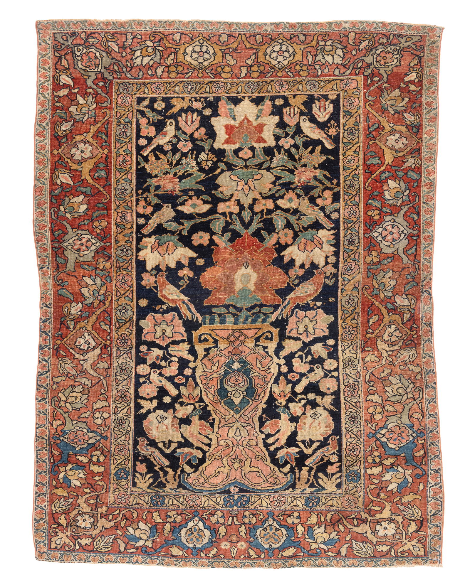 Bakhtiari Pictorial Meditation Rug, Persia, Ca. 1900, 4'4'' x 5'6''