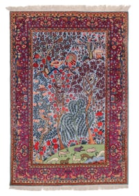 Kashan Pictorial Rug, Persia, Ca. 1930, 4'9'' x 5'10''
