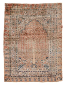 Silk Heriz Mediation Rug, Persia, Late 19th C., 4'1'' x 5'7''