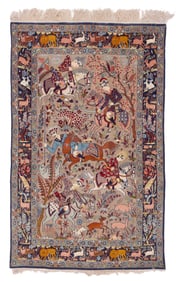 Fine Isfahan Hunting Scene Rug, Persia, Ca. 1970, 3'5'' x 5'5''