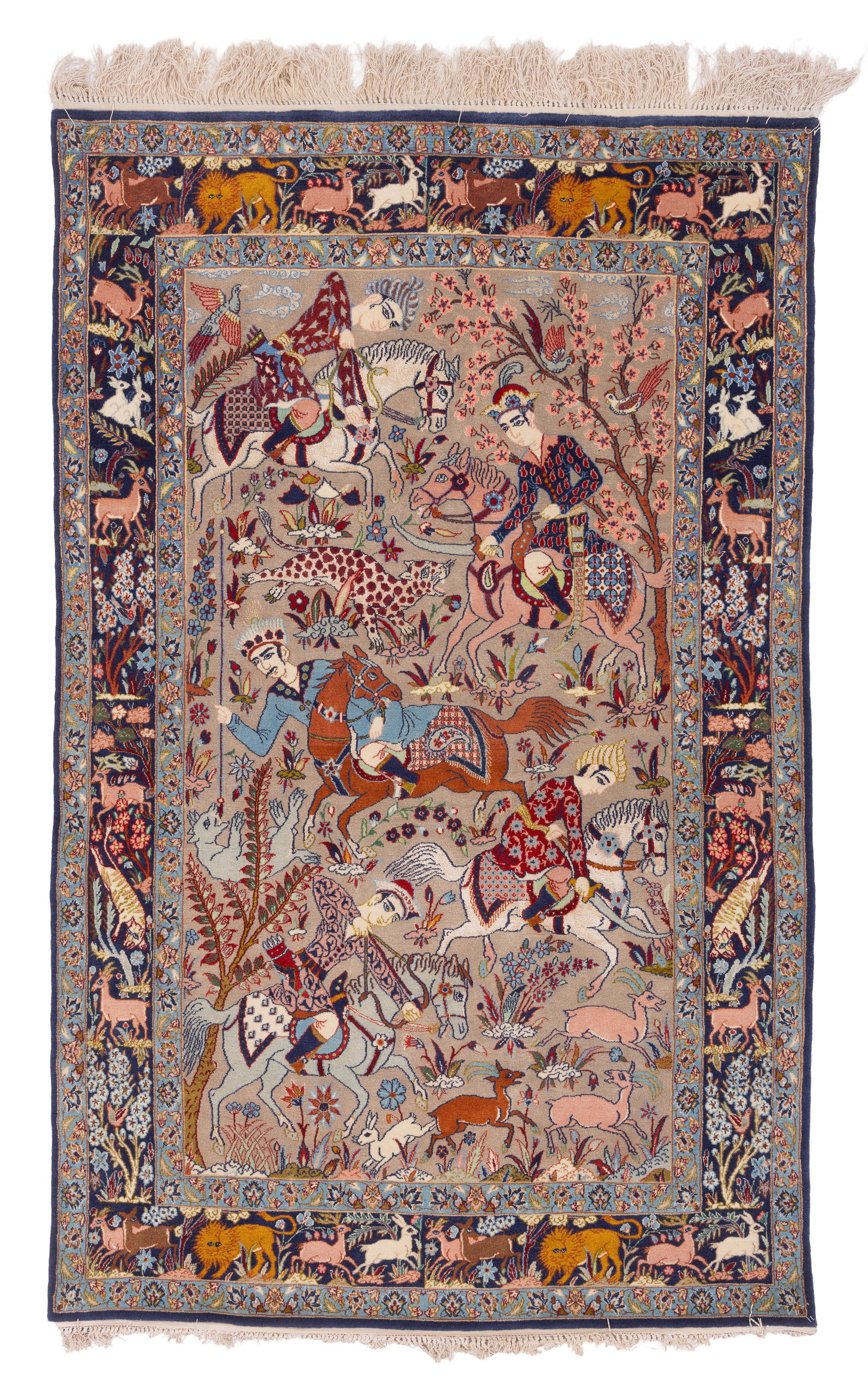 Fine Isfahan Hunting Scene Rug, Persia, Ca. 1970, 3'5'' x 5'5'' (1 of 6)
