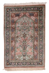 Fine Qum Silk Mediatation Rug, Persia, Ca. 1970, 4'5'' x 6'9''