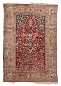 Kayseri Silk Prayer Rug, Turkey, Mid 20th C., 3'5'' x 4'10''