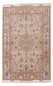 Fine 60 Raj Signed Tabriz Rug, Persia, Ca. 1970, 6'7'' x 10'1''