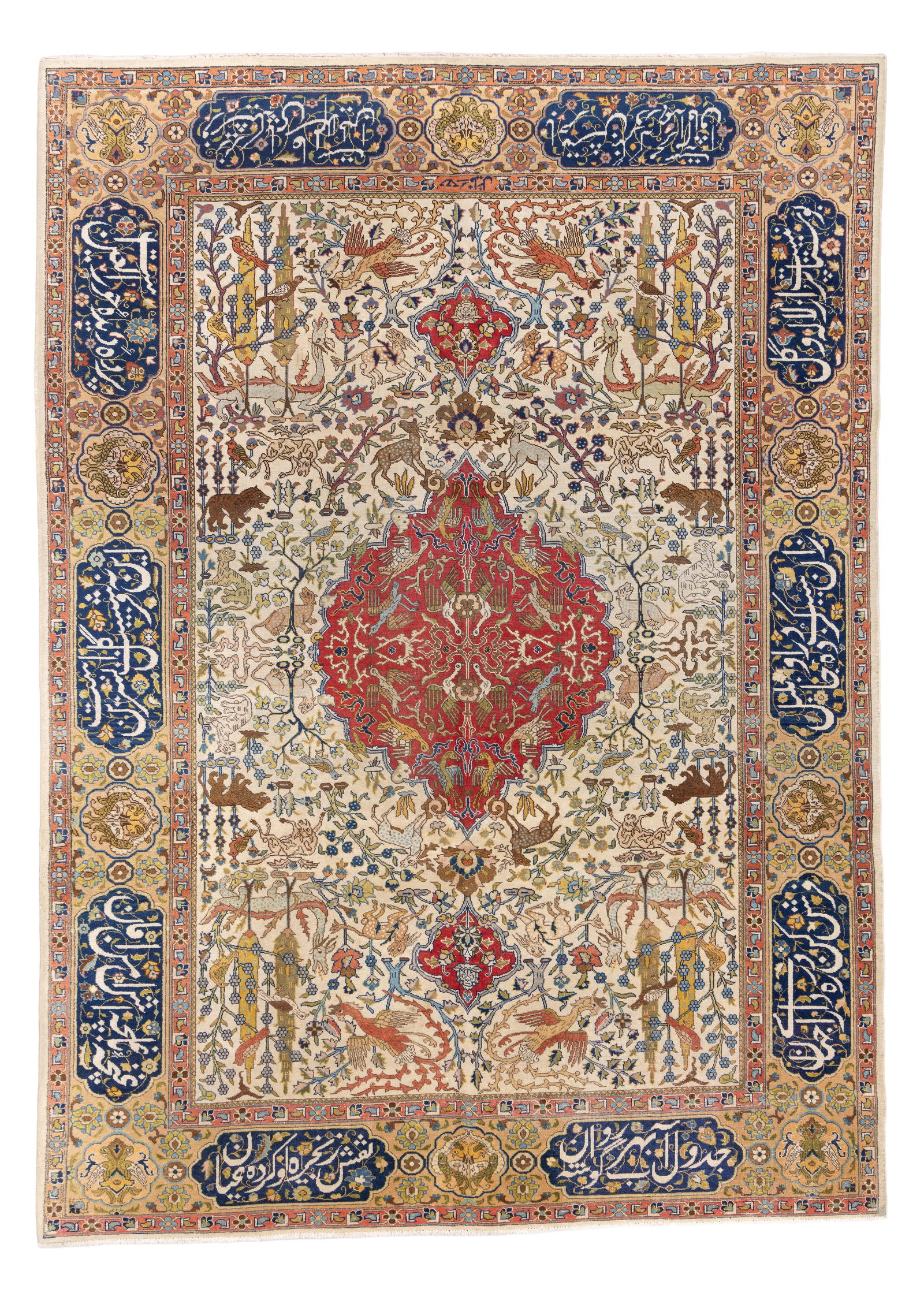 Tabriz Rug, Persia, Signed Rafael, Ca. 1930's/40's, 7'5'' x 10'4'': Tabriz Rug, Persia, Signed Rafael, Ca. 1930's/40's, 7'5'' x 10'4'' (226 x 315 cm). Weight: 41 lbs. Material: wool pile, cotton warp, cotton weft.