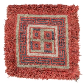 Warp Face Back Monastic Swastika Rug, Tibet, 19th C., 3'0'' x 3'0'' (