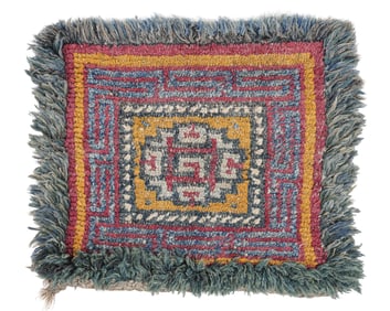 Warp Face Back Monastic Rug, Tibet, 19th C., 2'6'' x 2'10''