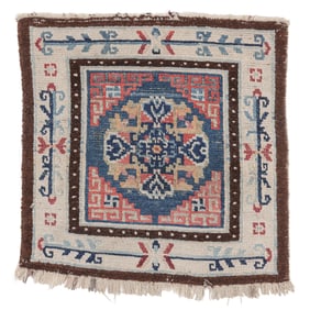 Square Meditation Mat, Tibet, Late 19th C., 2'3'' x 2'2''