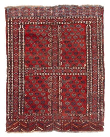 Turkmen Engsi or Door Rug, Yomut Group, Central Asia, 19th century, 4’5” x 5’7”