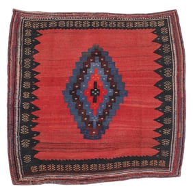 Floating Medallion Sofreh Rug, Persia, Ca. 1900, 4'9'' x 4'4''
