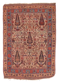 Afshar Cypress Tree Rug, Persia, Ca. 1875, 4'3'' x 5'11''
