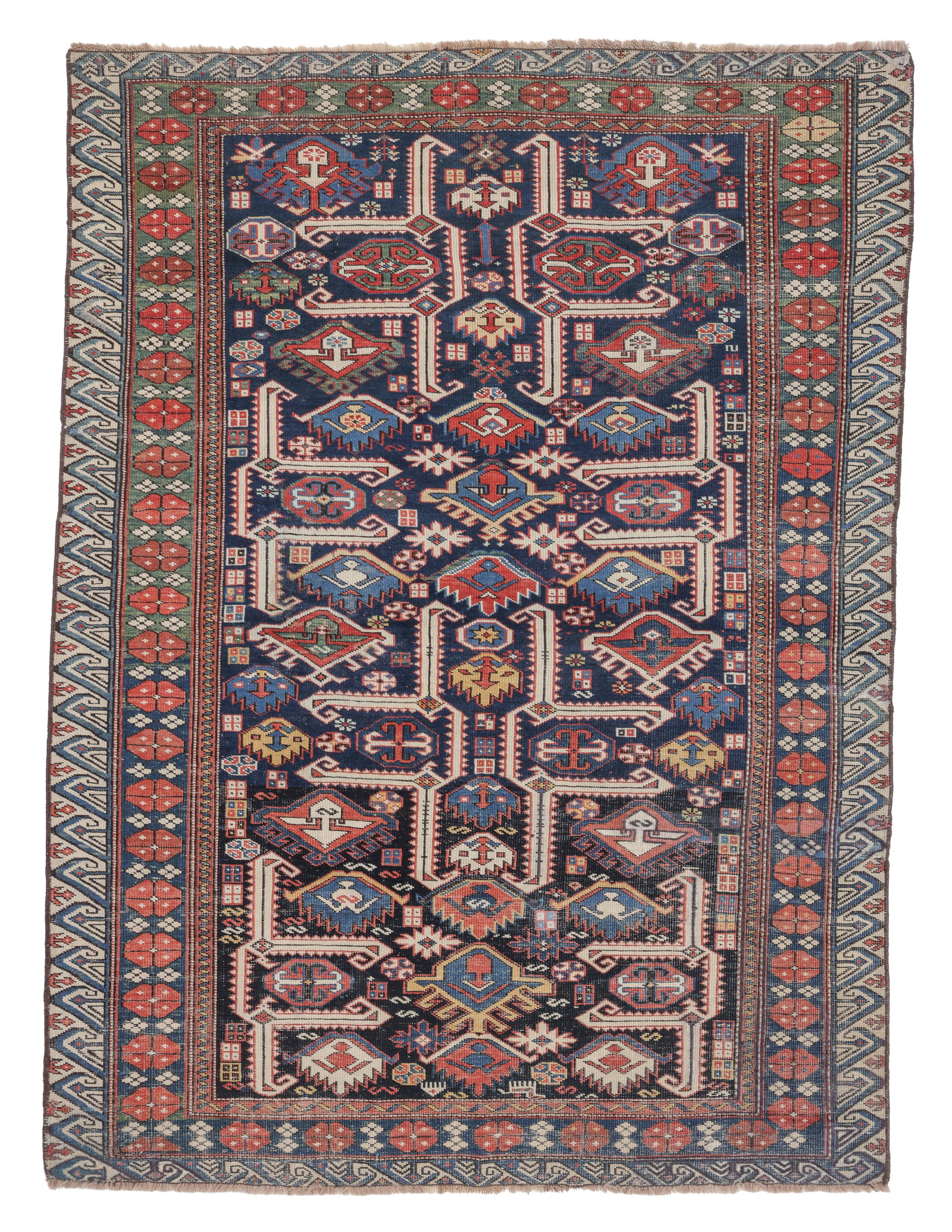 Afshan Kuba Rug, Caucasus, Ca. 1875, 3'10'' x 5'3'': Afshan Kuba Rug, Caucasus, Ca. 1875, 3'10'' x 5'3'' (117 x 160 cm). Weight: 6 lbs. Material: wool pile, wool warp, wool weft.