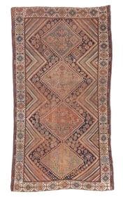 Shabby Chic Khamseh Main Rug, Persia, Ca. 1875, 4'10'' x 9'0''