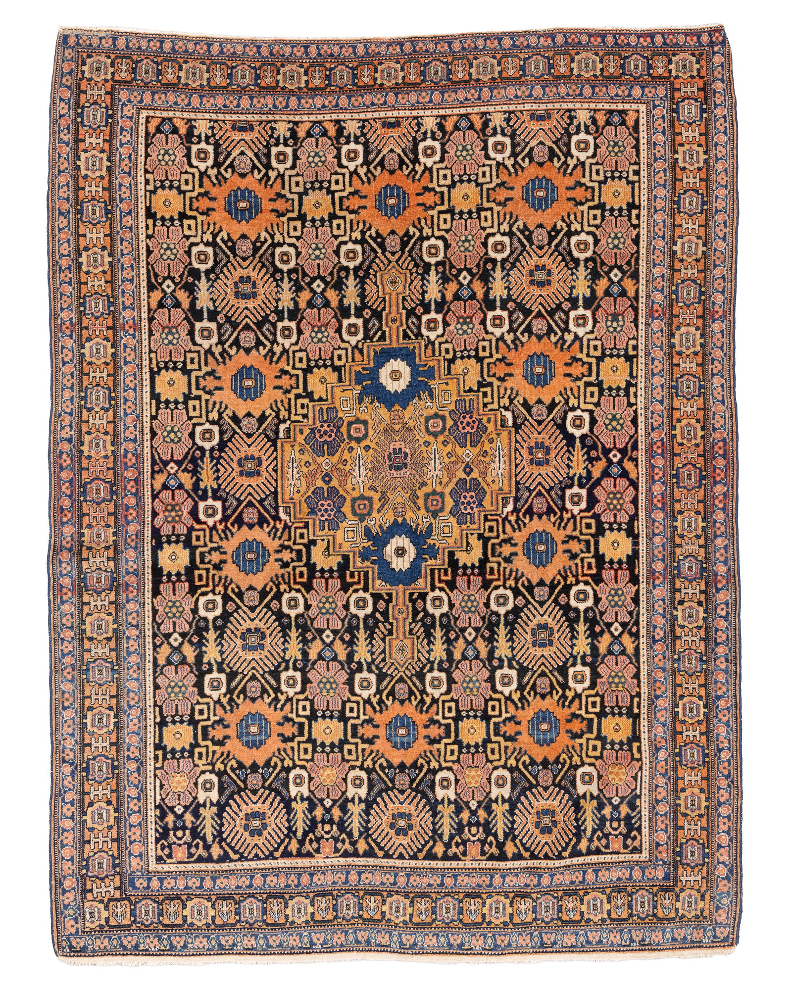 Senneh Rug, Persia, Early 20th C., 4'7'' x 6'1'': Senneh Rug, Persia, Early 20th C., 4'7'' x 6'1'' (140 x 185 cm). Weight: 11 lbs. Material: wool pile, cotton warp, cotton weft.