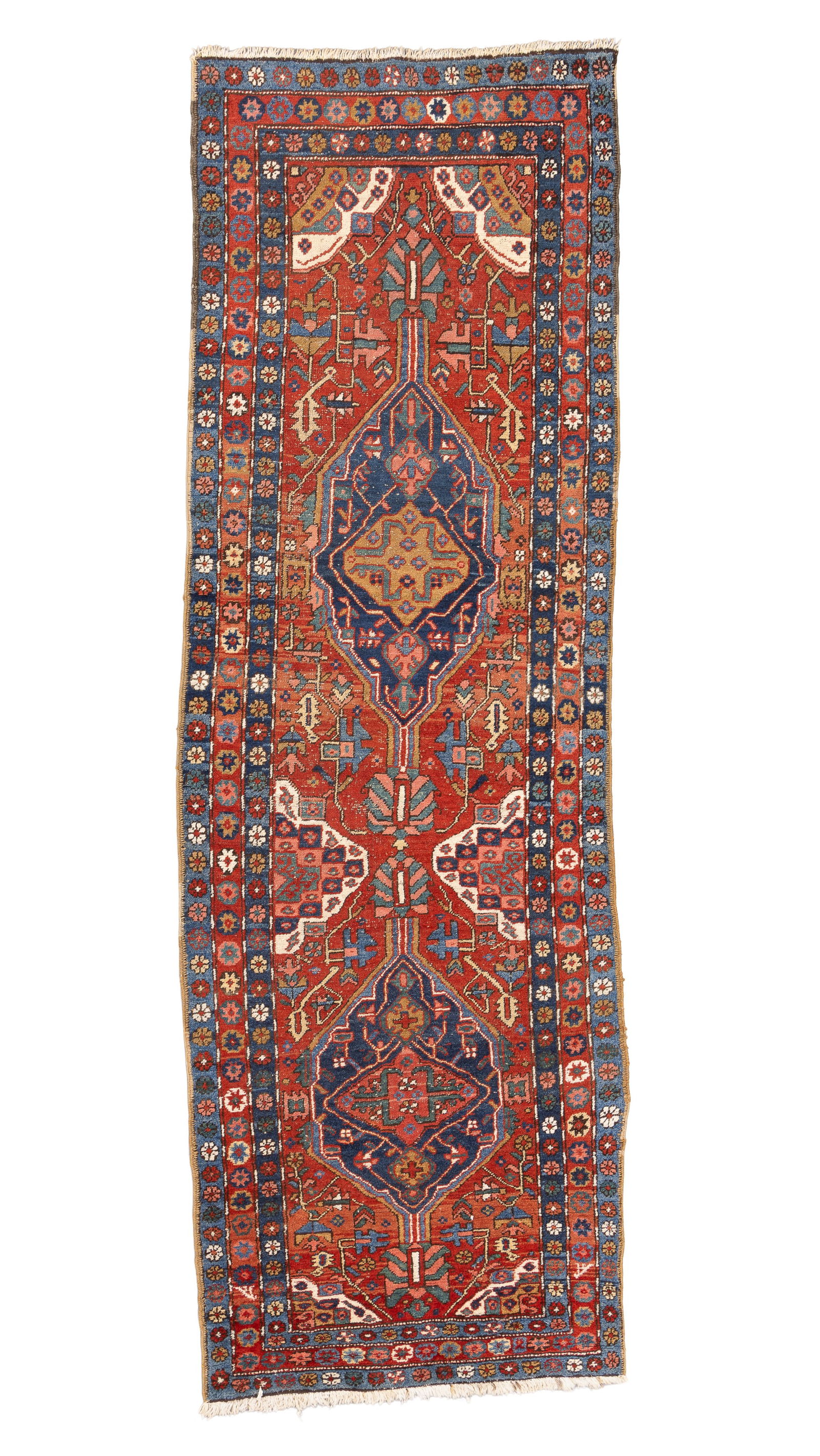 Heriz Rug, Persia, Ca. 1900, 3'2'' x 9'10'': Heriz Rug, Persia, Ca. 1900, 3'2'' x 9'10'' (97 x 300 cm). Weight: 17 lbs. Material: wool pile, cotton warp, cotton weft.