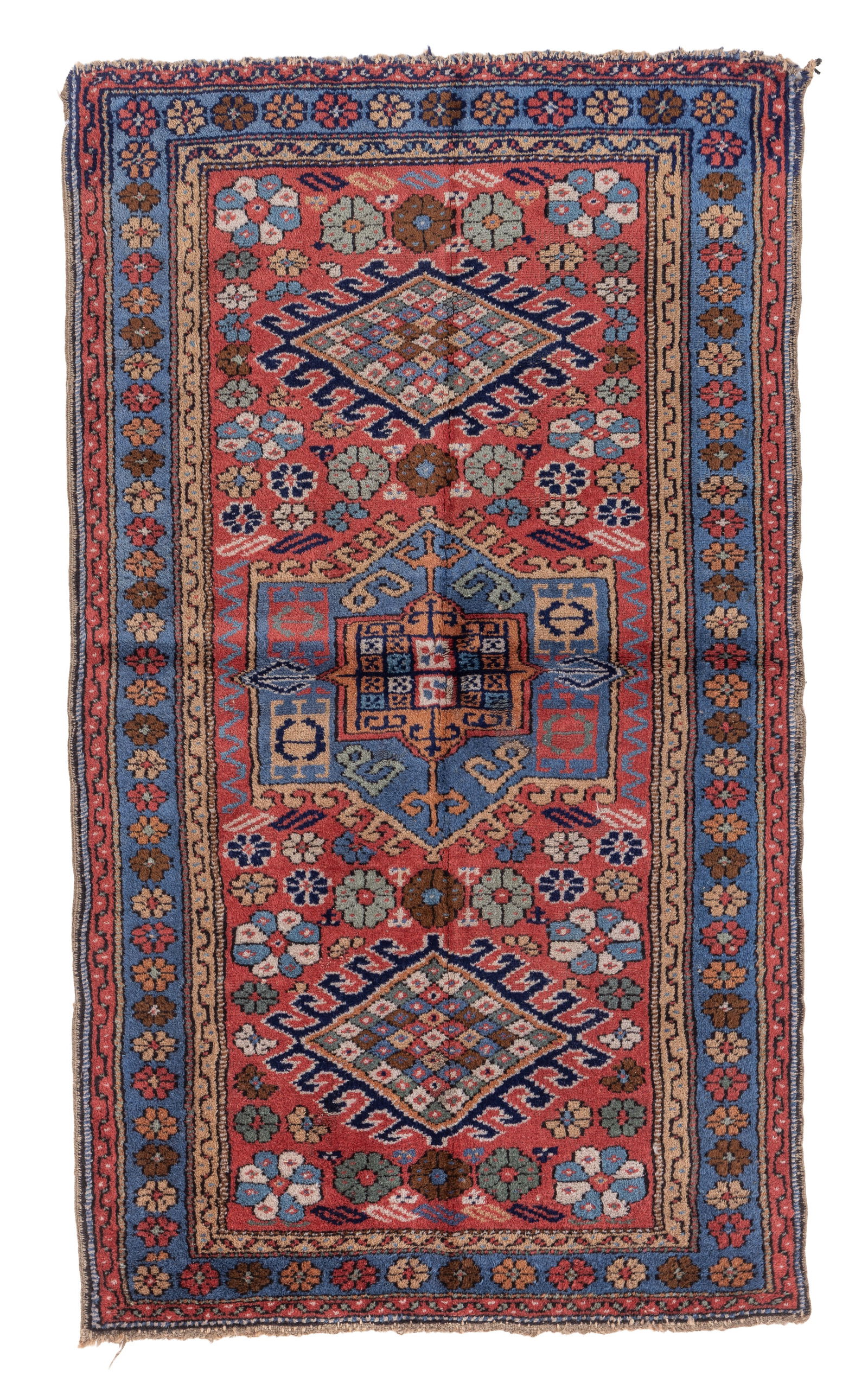 Heriz Village Rug, Persia, Early 20th C., 2'7'' x 4'8'': Heriz Village Rug, Persia, Early 20th C., 2'7'' x 4'8'' (79 x 142 cm). Weight: 6 lbs. Material: wool pile, cotton warp, cotton weft.