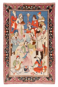 Kashan Pictorial Rug, Persia, Ca. 1960, 4'3'' x 6'8''