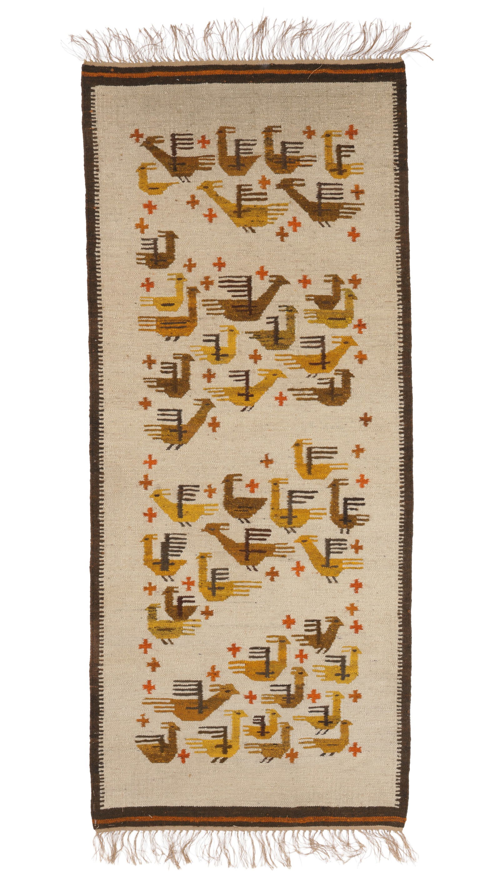 Folk Kilim (Birds), Poland, Mid 20th C., 2'6'' x 6'0'': Folk Kilim (Birds), Poland, Mid 20th C., 2'6'' x 6'0'' (76 x 183 cm). Weight: 5 lbs. Wool.