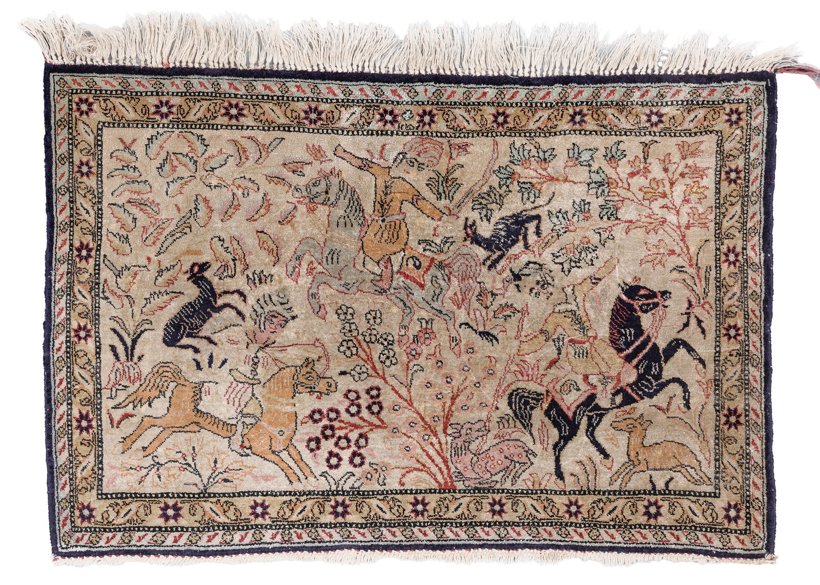 Qum Silk Pictorial Rug, Persia, Late 20th C., 2'7'' x 1'9'' (1 of 3)