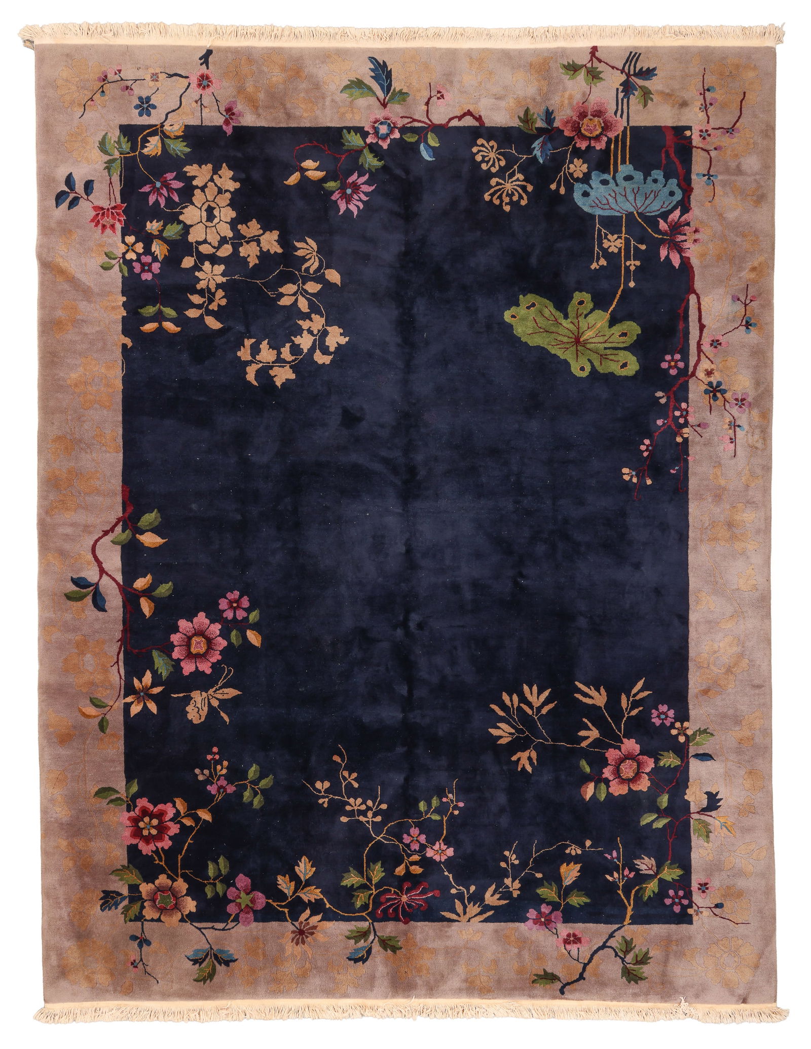 Chinese Art Deco Rug, Ca. 1930's/40's, 8'11'' x 11'10'': Chinese Art Deco Rug, Ca. 1930's/40's, 8'11'' x 11'10'' (272 x 361 cm). Weight: 93 lbs. Material: wool pile, cotton warp, cotton weft.