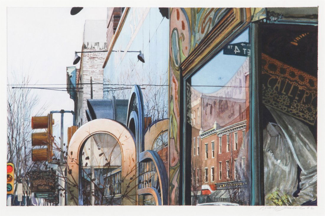 Brumbach, South Street, 1982, Acrylic Painting: David Robert Brumbach (American, 1948 - 1992), South Street, 1982. Medium: Acrylic Painting on paper. Size: 21" x 27" (53 x 68 cm). Provenance: GlaxoSmithKline LLC.