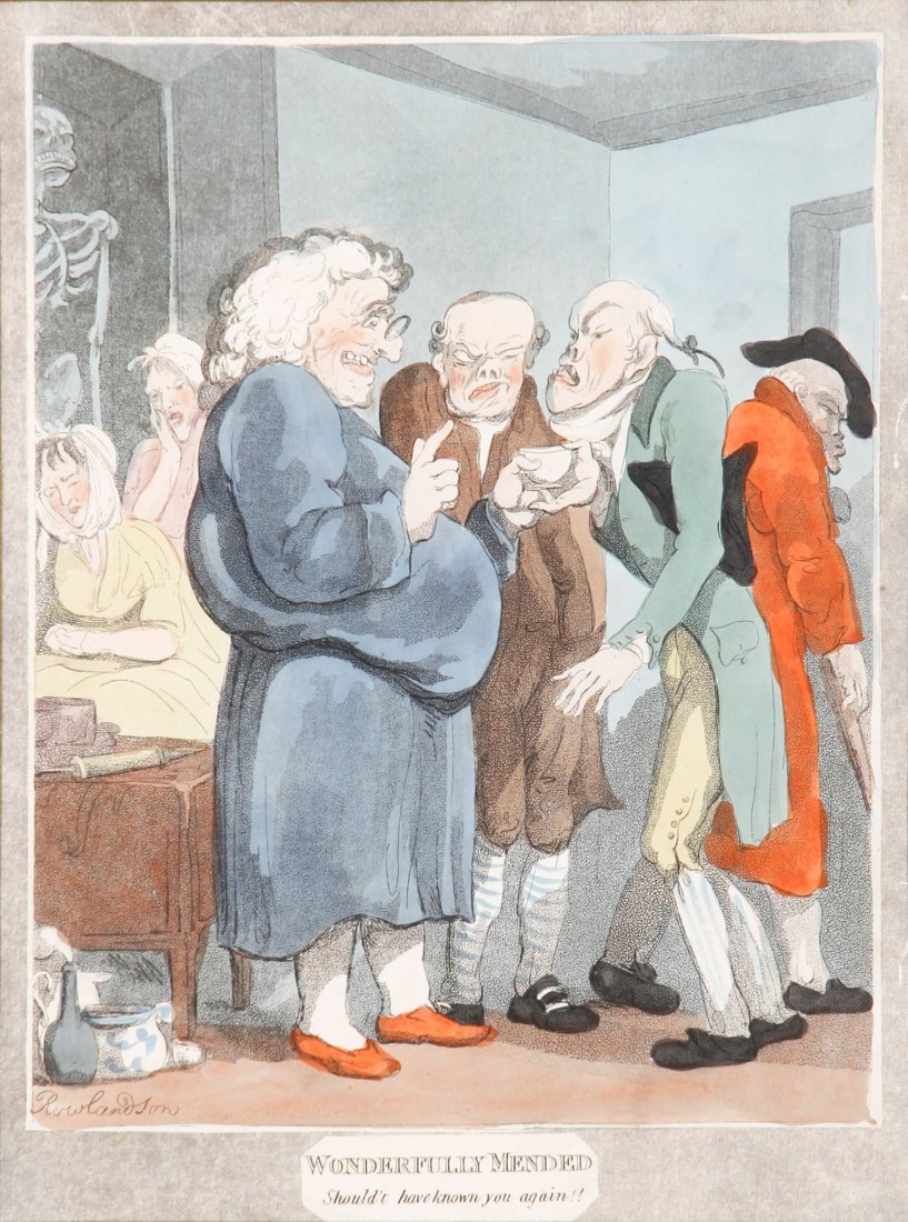 Thomas Rowlandson, Wonderfully Mended: Thomas Rowlandson, Wonderfully Mended, 19th century. Medium: Handcolored engraving. Size: 21" x 18". Provenance: GlaxoSmithKline LLC.
