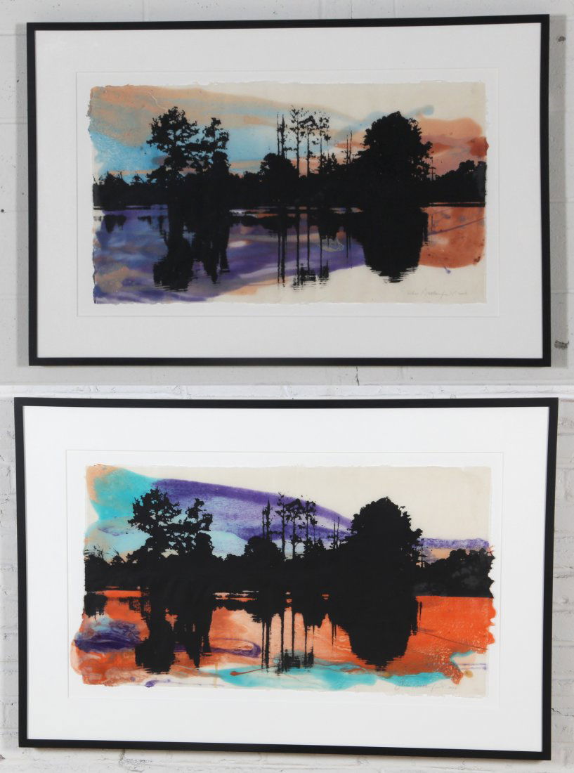 Jackie Battenfield, Two Works of Art: Jackie Battenfield (American, b. 1950). Two Works. 1) Along the James, 2003. Medium: Silkscreen print on handmade abaca paper with pigmented linen pulp painting. 2) Along the James, 2003, 15/24. Mediu