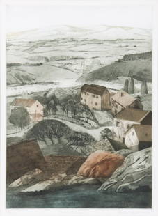 Michael Chaplin, French Landscape, 1980, Print: Michael Chaplin, French Landscape, 1980. Medium: Etching/aquatint. Size: 29.25" x 23.25". Provenance: GlaxoSmithKline LLC.