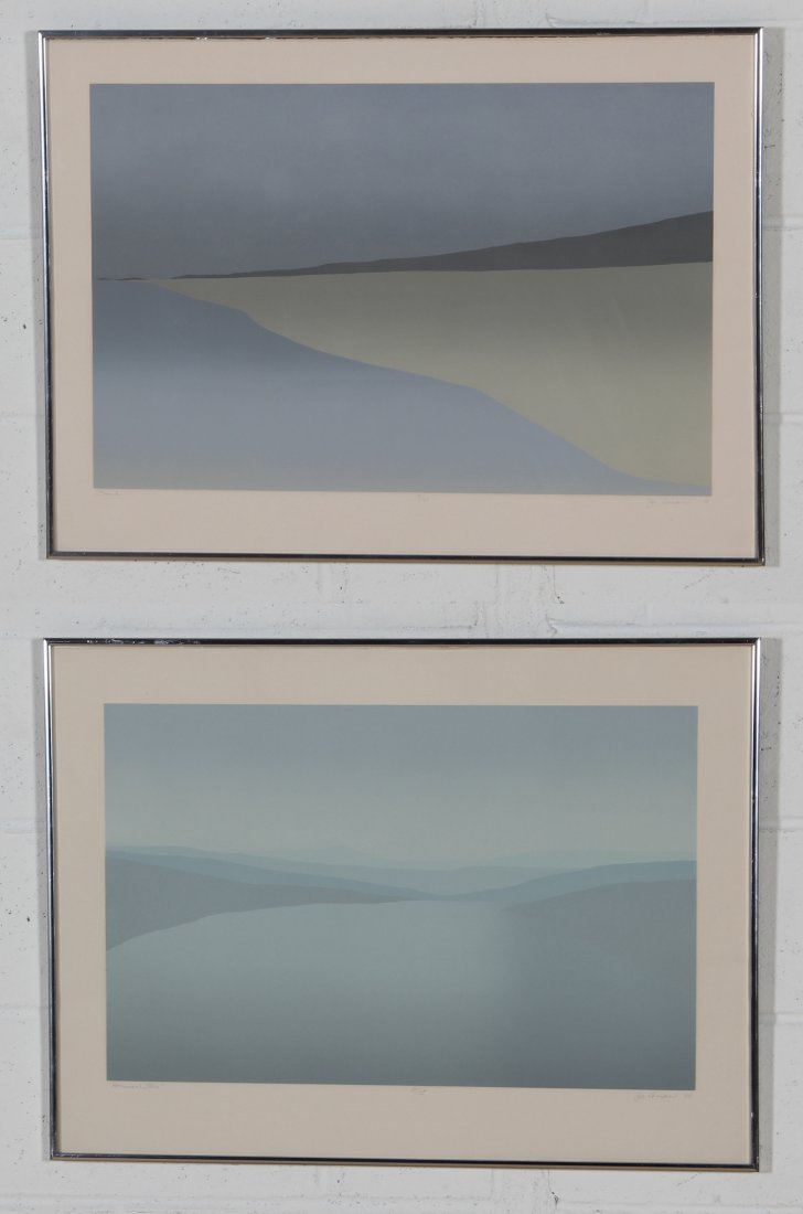 Jane Aman, Two Screenprints: Jane Aman, Beach and Prussian Blue, 1977. Medium: Serigraph. Size: 22" x 30". Provenance: GlaxoSmithKline LLC.