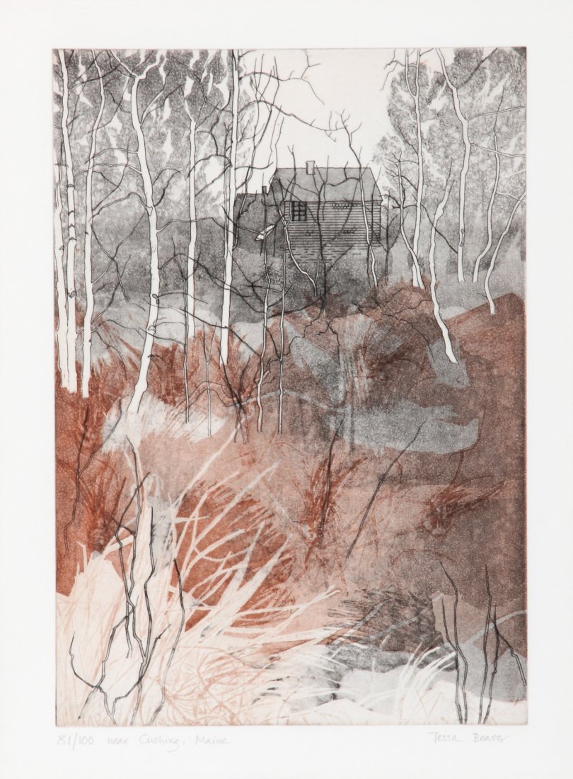 Tessa Beaver, Near Cushing, Maine, 1982: Tessa Beaver, Near Cushing, Maine, 1982. Medium: Color etching, aquatint. Size: 29" x 23". Provenance: GlaxoSmithKline LLC.