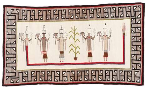 Navajo Yeibechai Pictorial Weaving, c. 1940-1950, 6'1'' x 3'6''