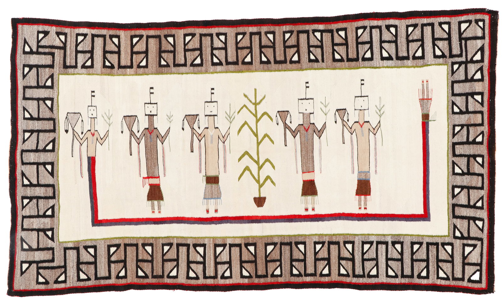 Navajo Yeibechai Pictorial Weaving, c. 1940-1950, 6'1'' x 3'6''