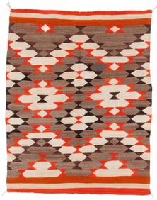 Navajo Hourglass Blanket, Transitional Period, 5'3'' x 6'6''