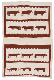 Navajo Pictorial Cattle Rug, 1960s, 3'8'' x 5'7''