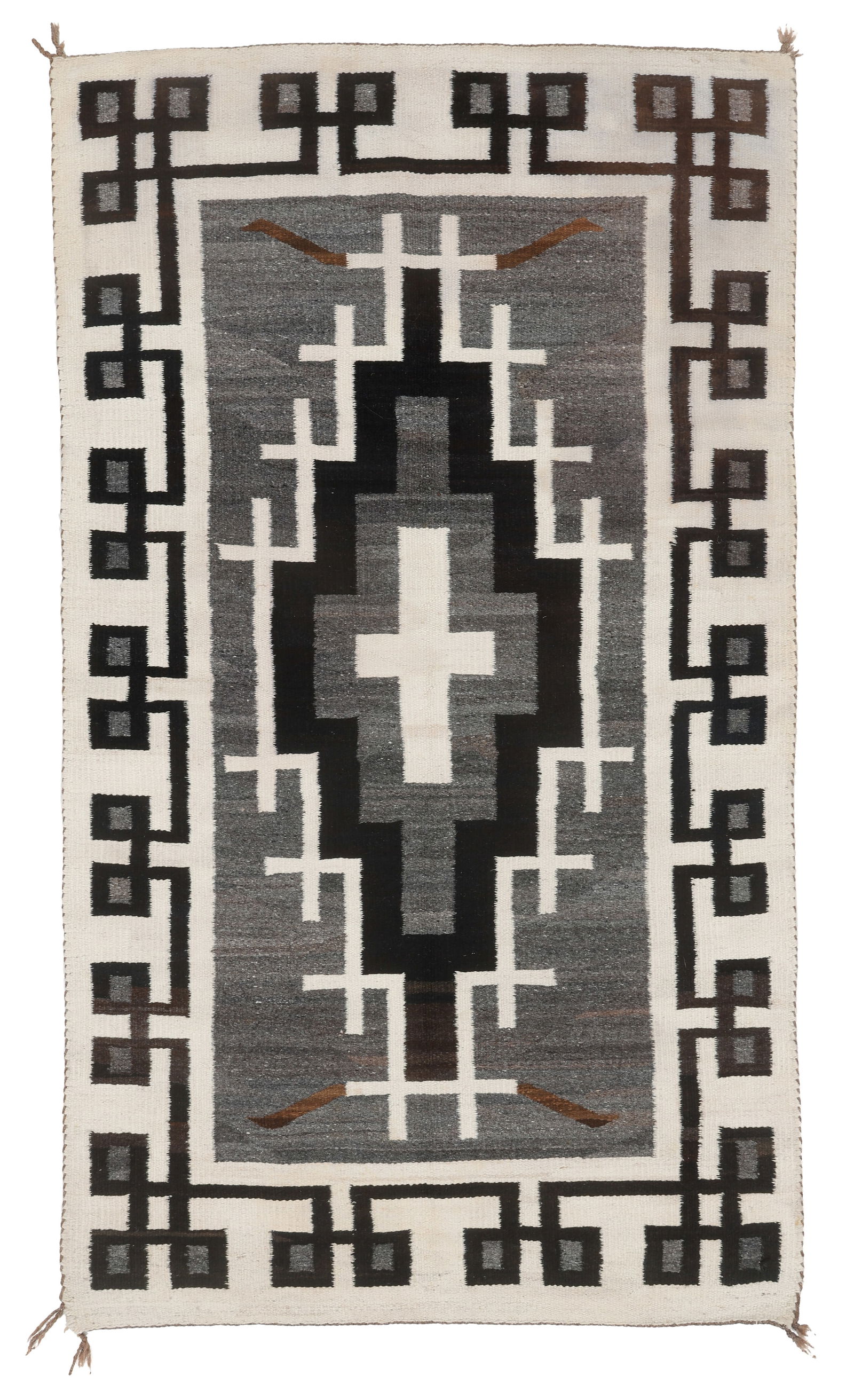 Navajo Rug, 1950, 3'6'' x 6'0'': Navajo Rug. Natural, undyed wool yarn with cotton warp. 3'6'' x 6'0'' (107 x 183 cm)