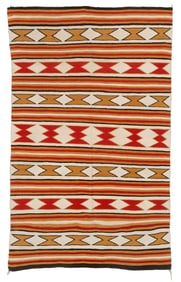 Navajo Chinlee Diamond and Banded Blanket, 3'8'' x 6'1''