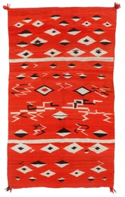 Navajo Diamonds and Lightning Blanket, Transitional Period, 3'8'' x 6'3''