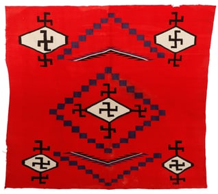 Navajo Germantown Weaving with Whirling Logs, 5'8" x 6'5", c. 1900-1910