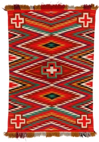 Navajo Germantown Dazzler Weaving, circa 1890, 2'1'' x 4'1''