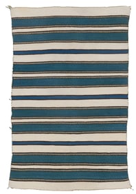 Pueblo Banded Blanket, circa 1880, 3'0'' x 4'8''