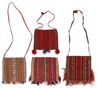 Four Aymara Chuspa Coca Bags, Northern Dept. of Potosi, 1850-1900