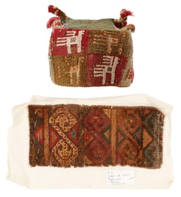 Wari Culture Four-Cornered Hat and Fragment, Central Coast, c. 600-900 CE.