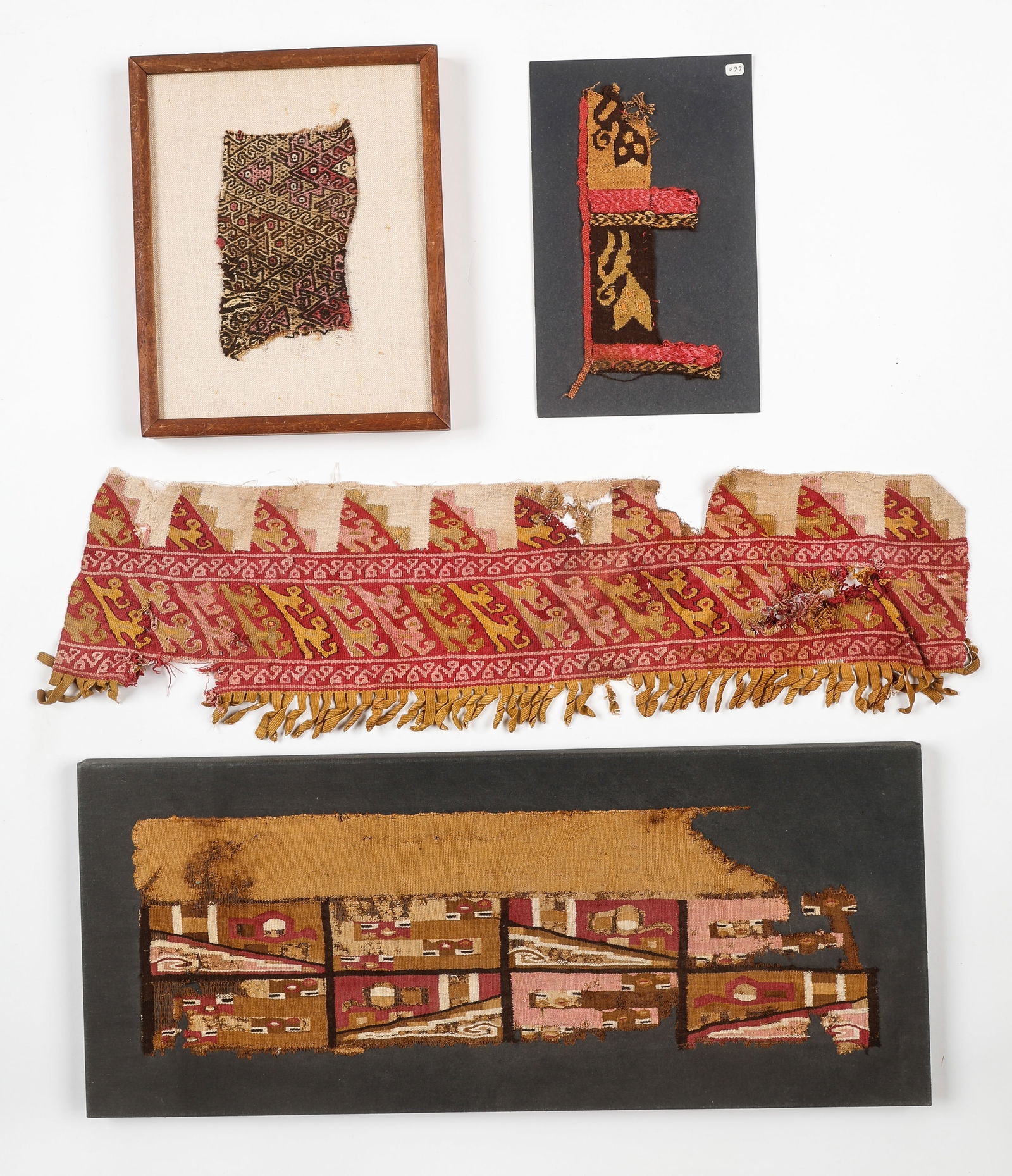 Four Textile Fragments, Wari, Chancay, and Chimu, Central Coast, Peru, 700-1500 CE. (1 of 4)